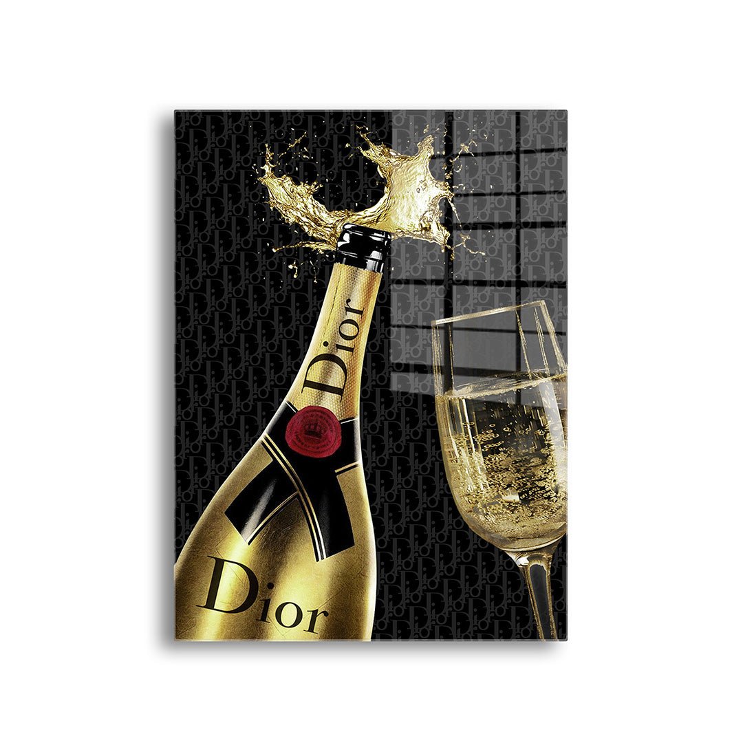 Dior champagne glasschilderij voorkant