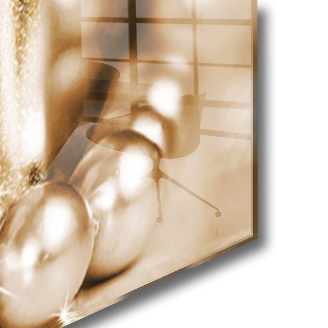 Gouden parels glasschilderij hoekfoto