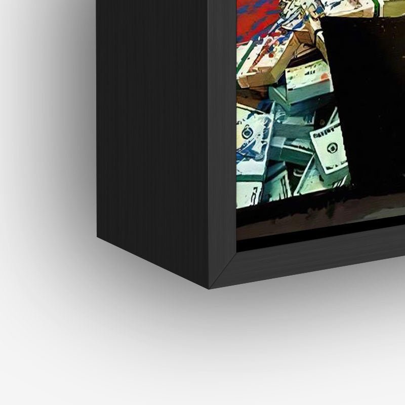 i make my own luck painting in a black frame closeup