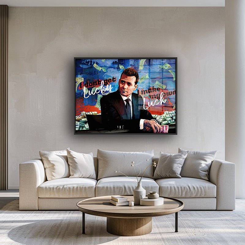 I make my own luck painting in a black frame inside