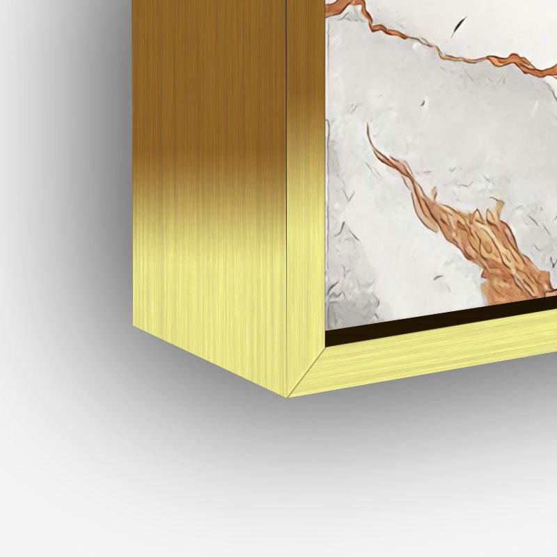 White Flow painting in a gold frame closeup