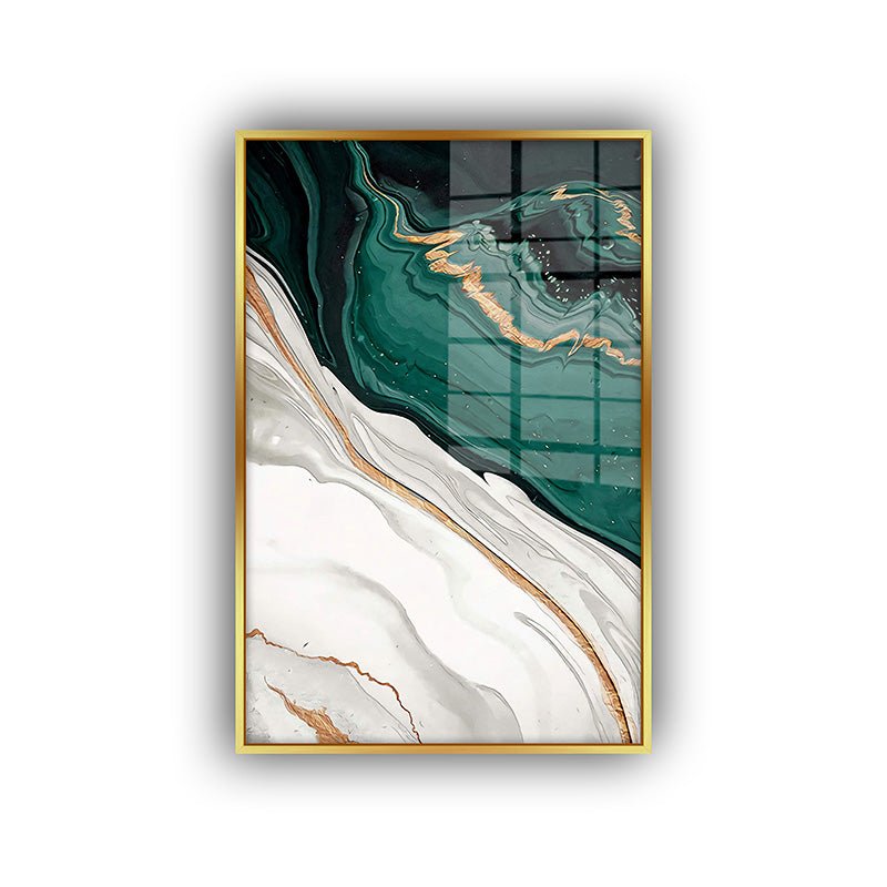 White Flow painting in a gold frame front view