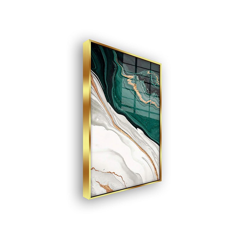 White Flow painting in a gold frame side view