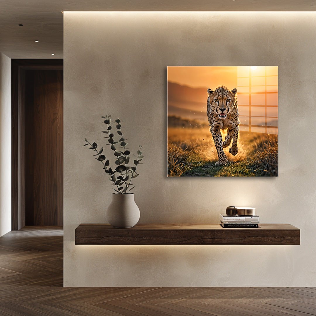 wild jaguar glasschilderij interieur