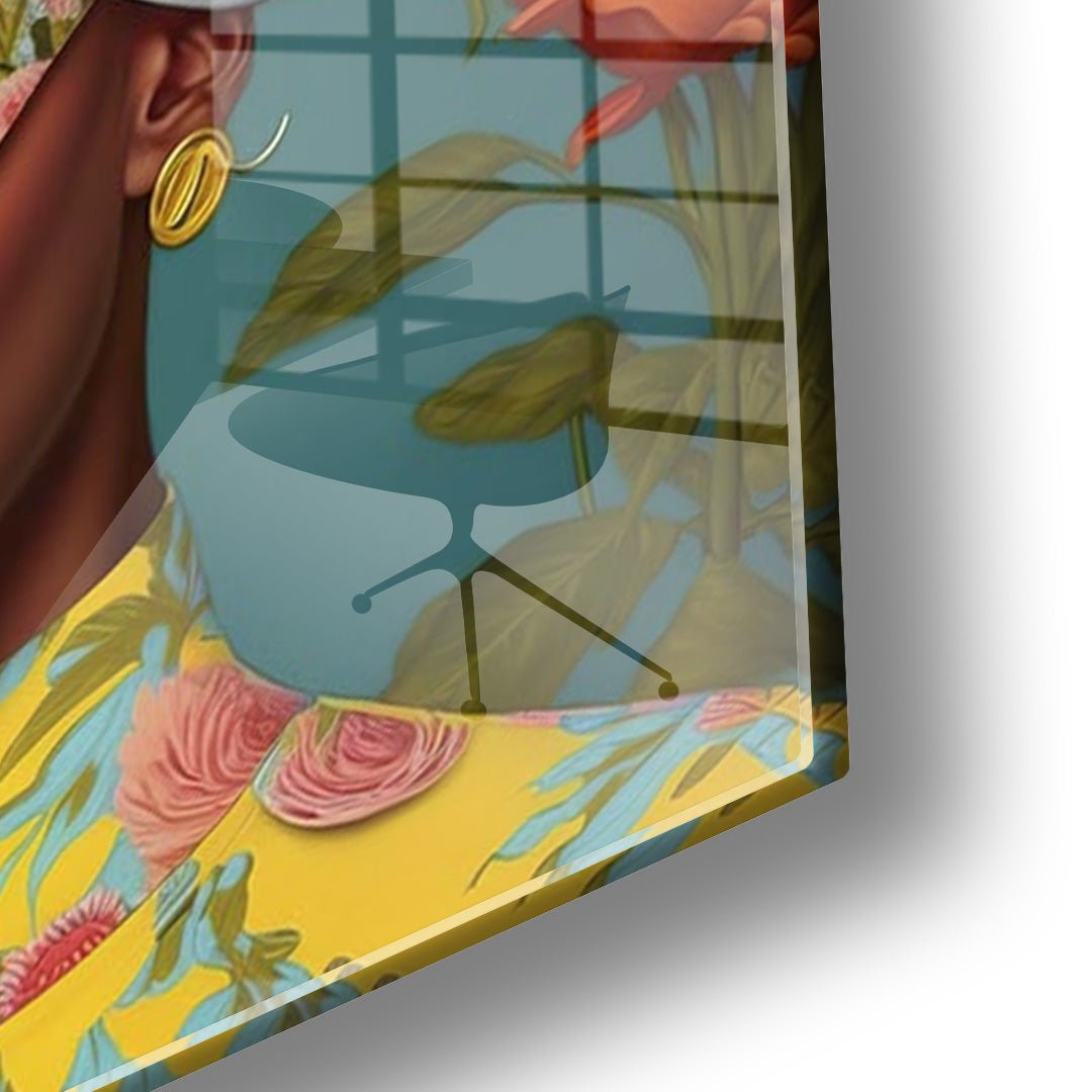 Bloemen bril glasschilderij hoekfoto