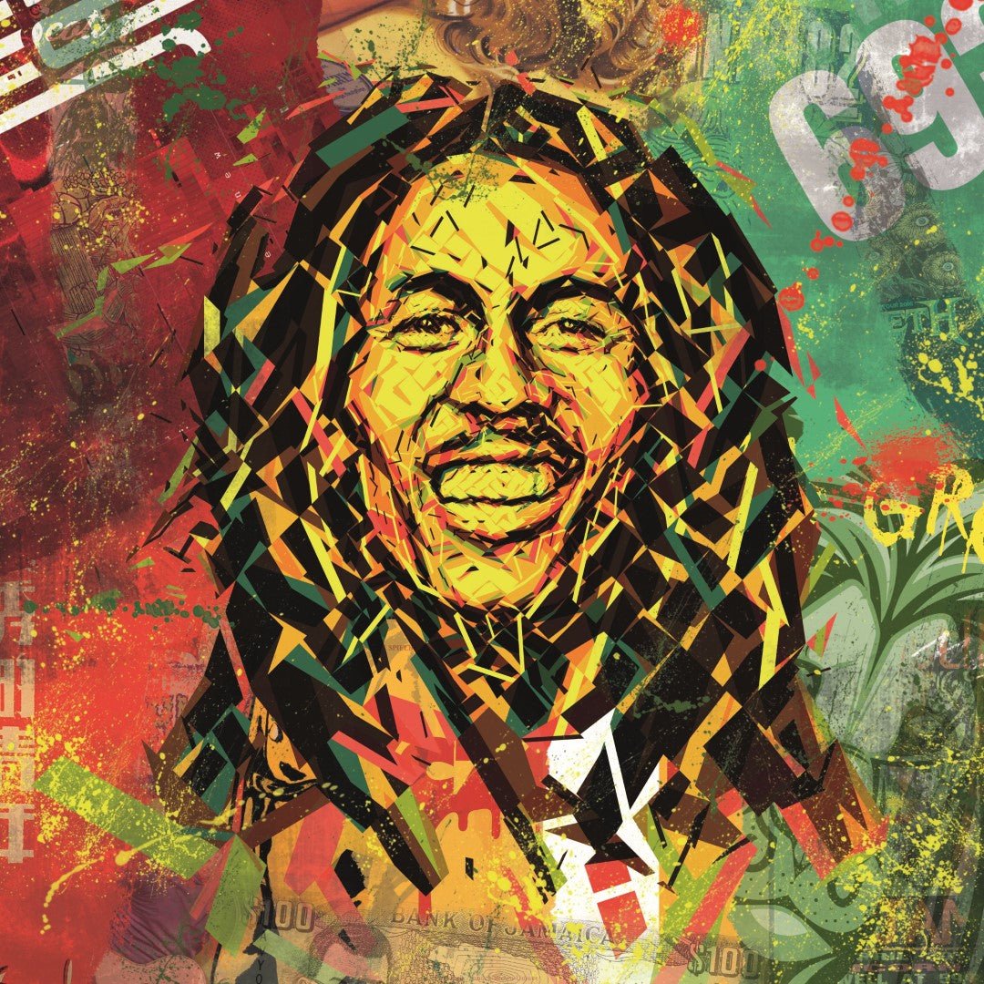 bob marley glasschilderij ontwerp