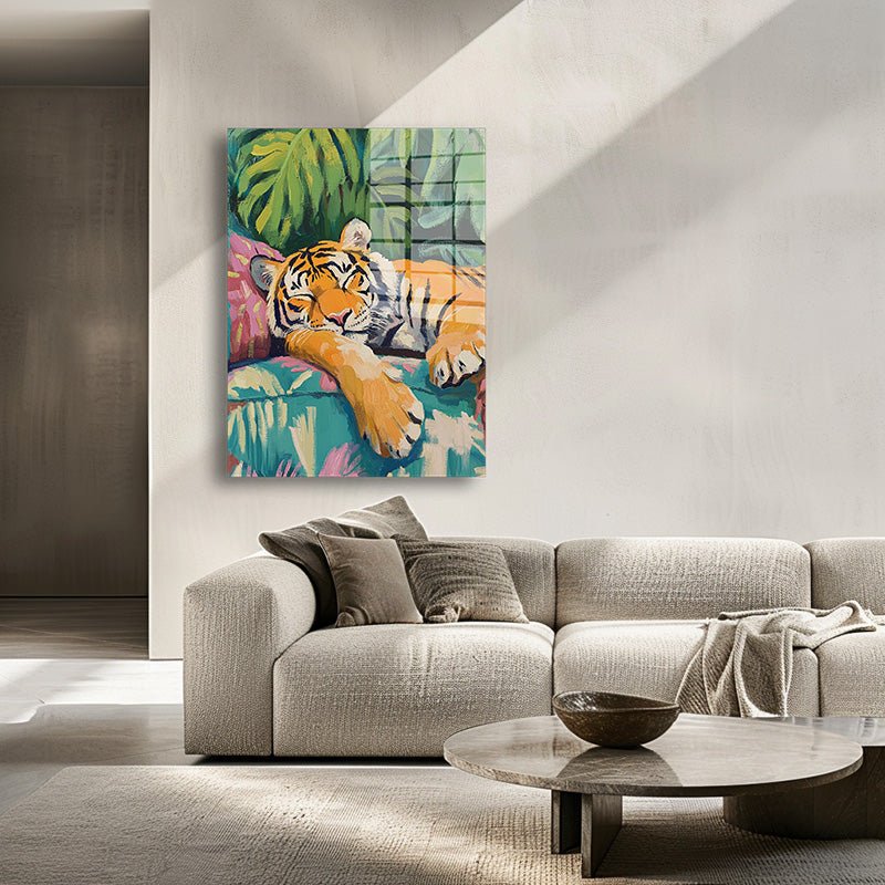 Boho tijger glasschilderij interieur
