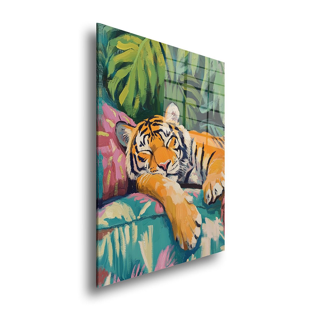 Boho tijger glasschilderij zijkant