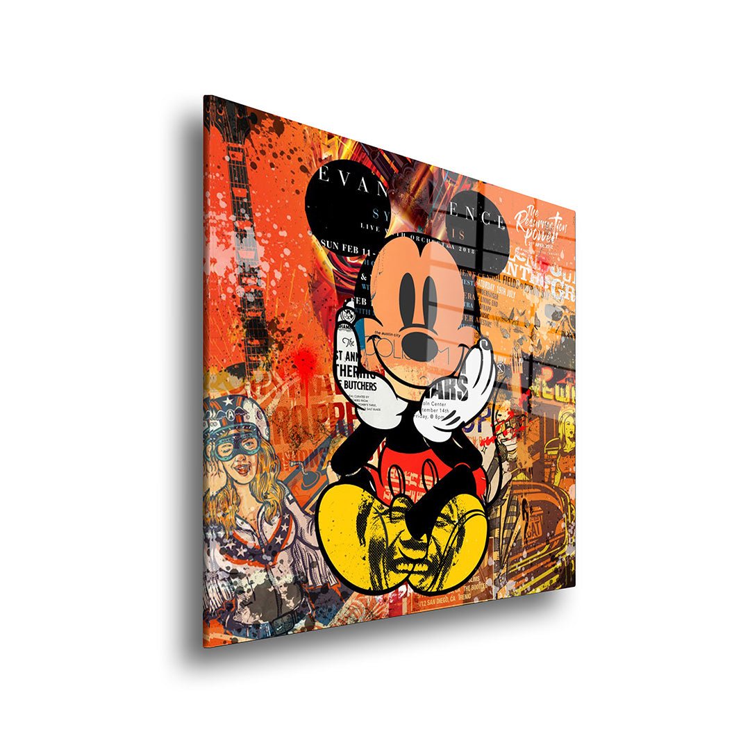 cartoon micky glasschilderij zijkant