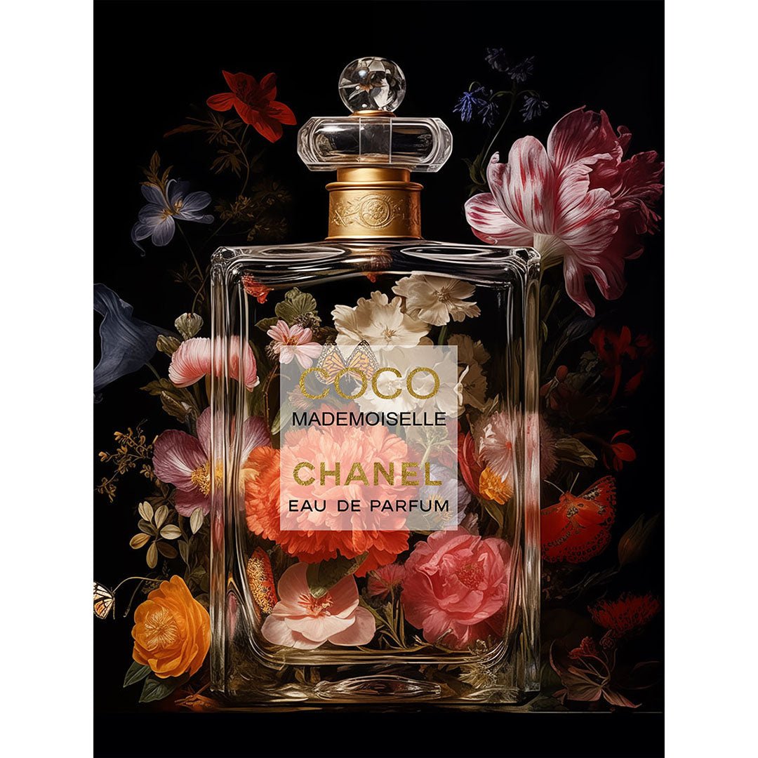 Chanel bloemen glasschilderij ontwerp