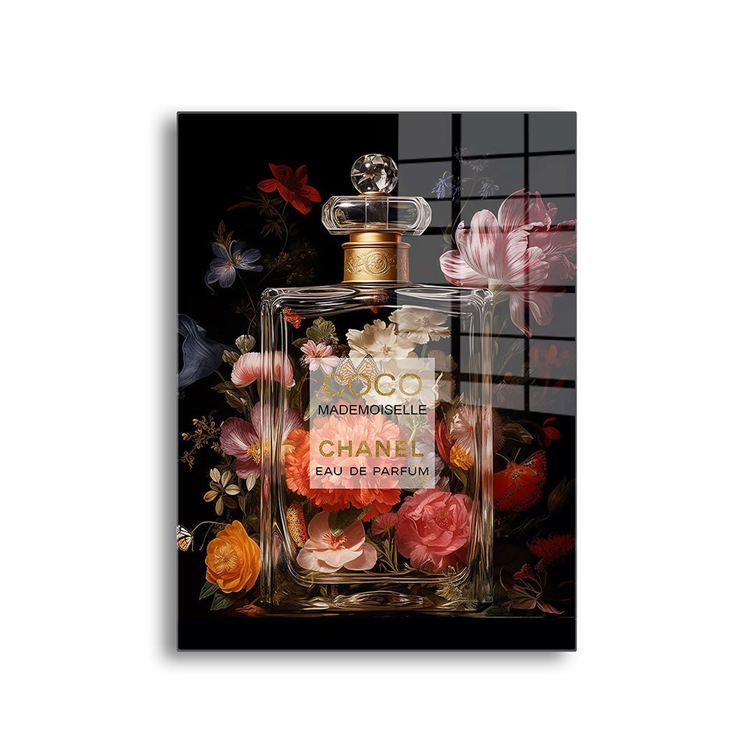 Chanel bloemen glasschilderij voorkant