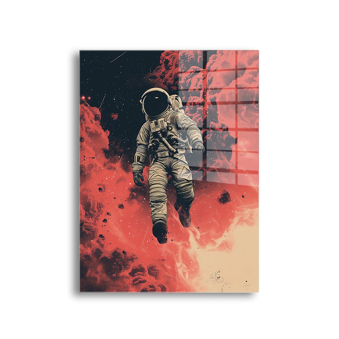 Falling astronaut glasschilderij voorkant