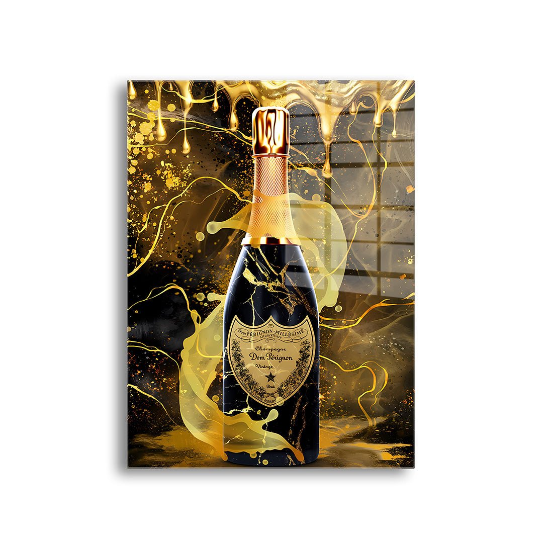 Gouden Dom Perignon glasschilderij voorkant