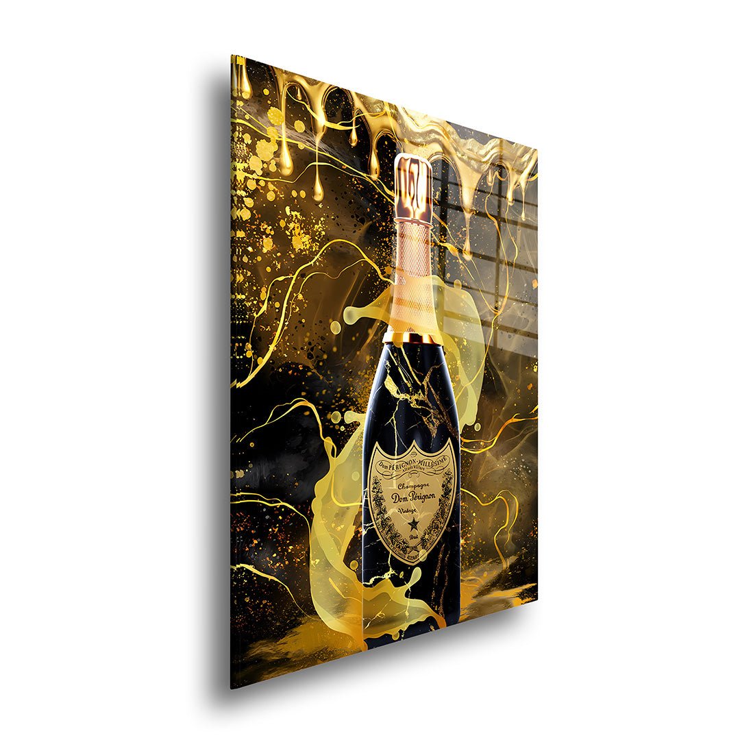 Gouden Dom Perignon glasschilderij zijkant
