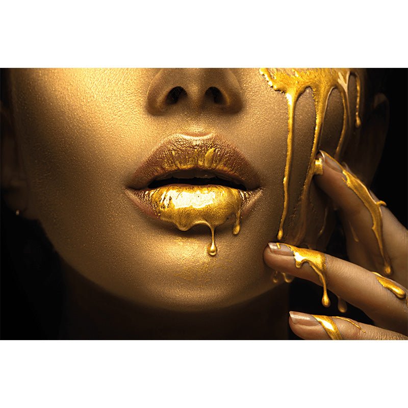 Gouden lippen glasschilderij ontwerp