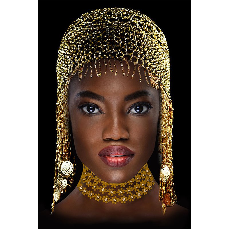 Gouden vrouw glasschilderij ontwerp