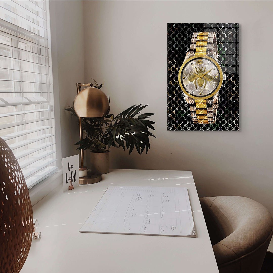 Gucci horloge glasschilderij interieur