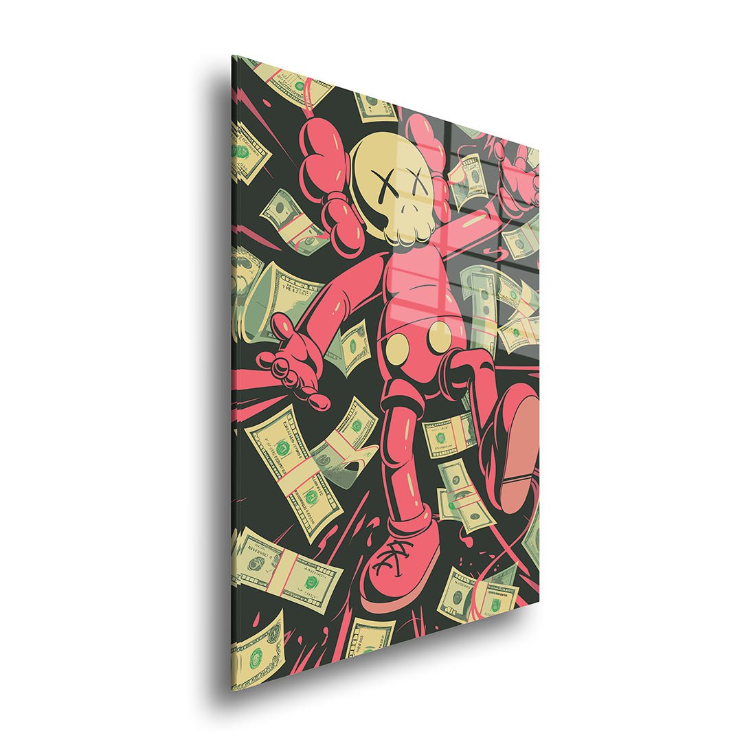 Kaws money glasschilderij zijkant