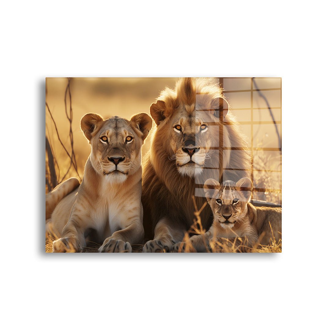 Leeuwen familie glasschilderij voorkant