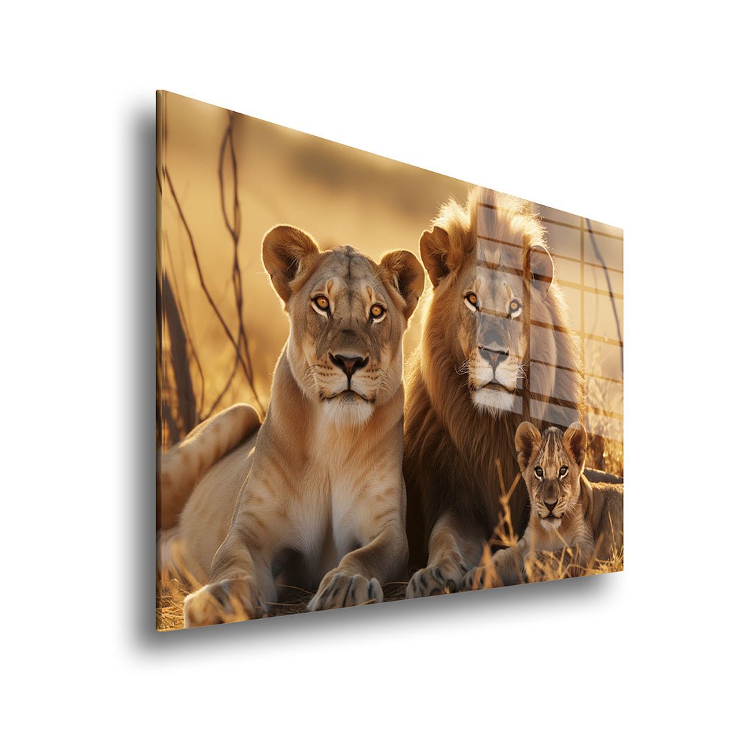 Leeuwen familie glasschilderij zijkant