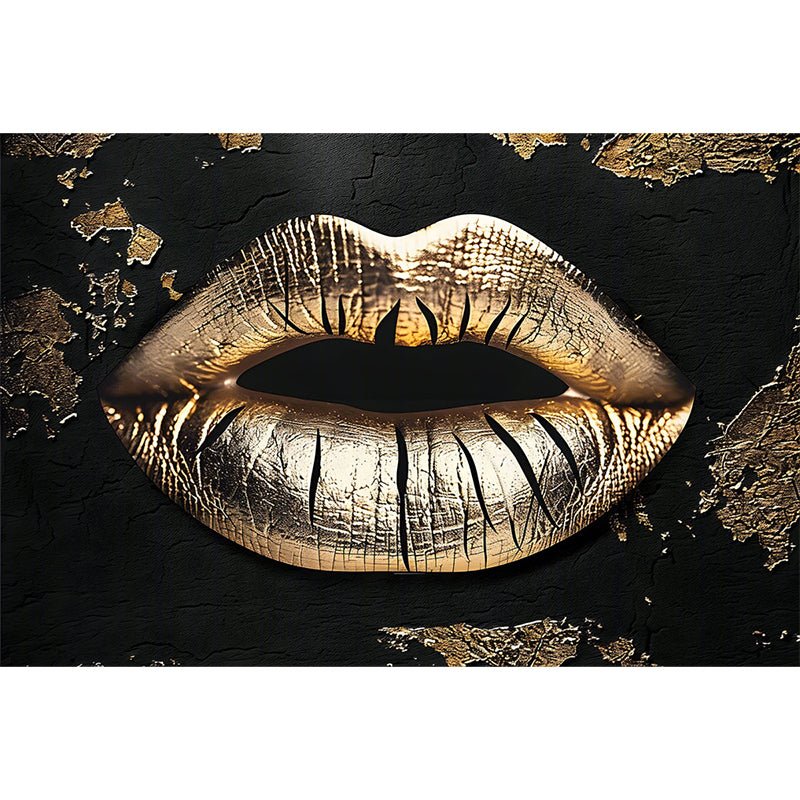 Lippen goud zwart glasschilderij ontwerp