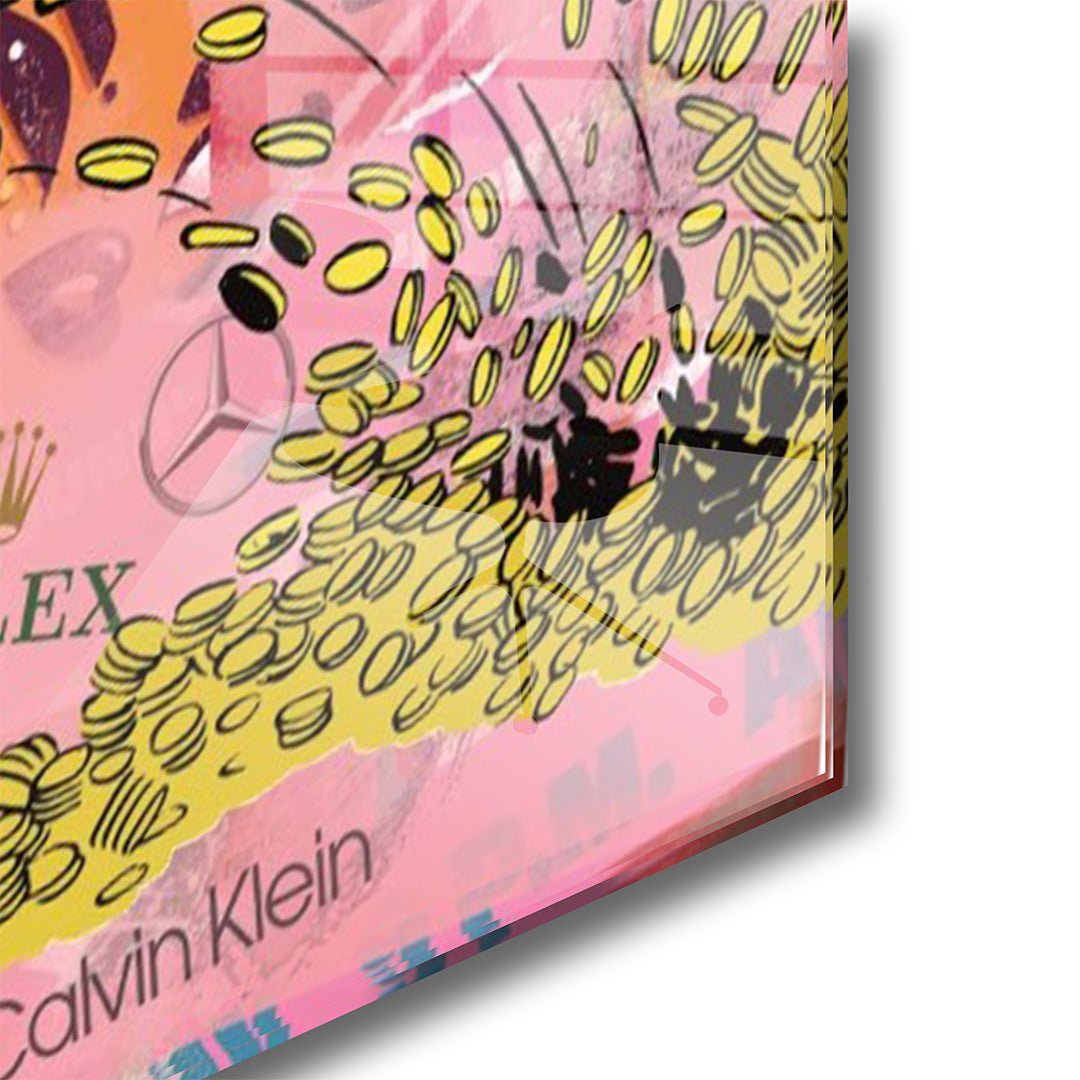 money duck glasschilderij hoekfoto