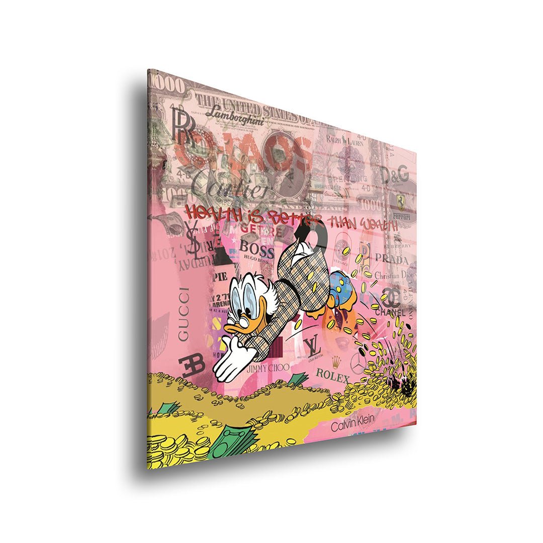 money duck glasschilderij zijkant