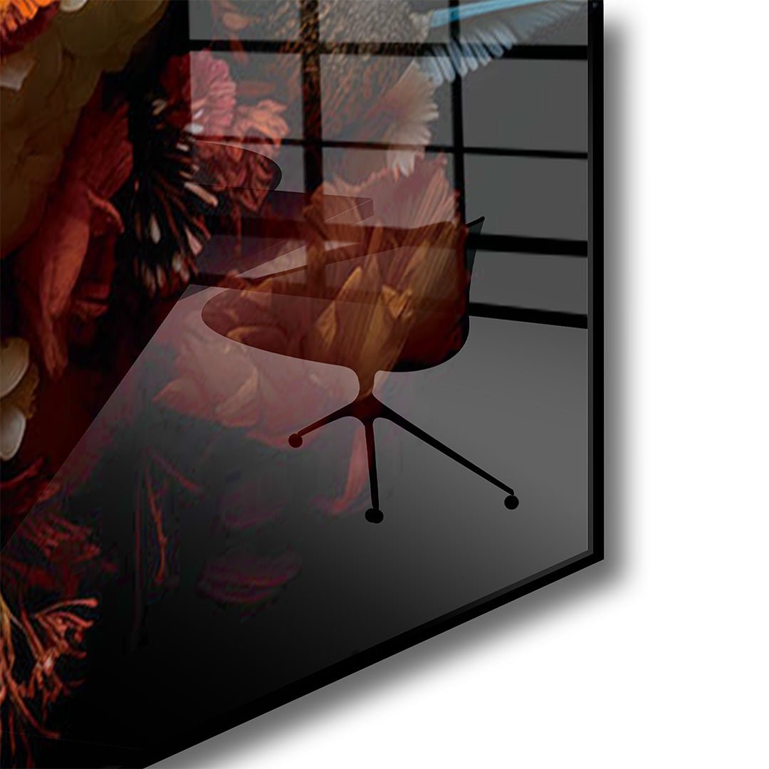 Olifant met bloemen glasschilderij hoekfoto