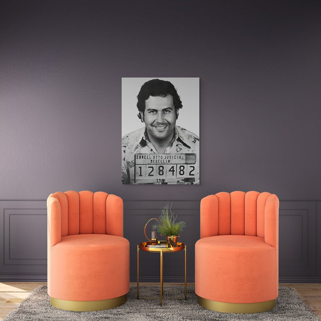 Pablo mugshot glasschilderij interieur