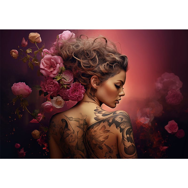 Tattoo vrouw glasschilderij ontwerp