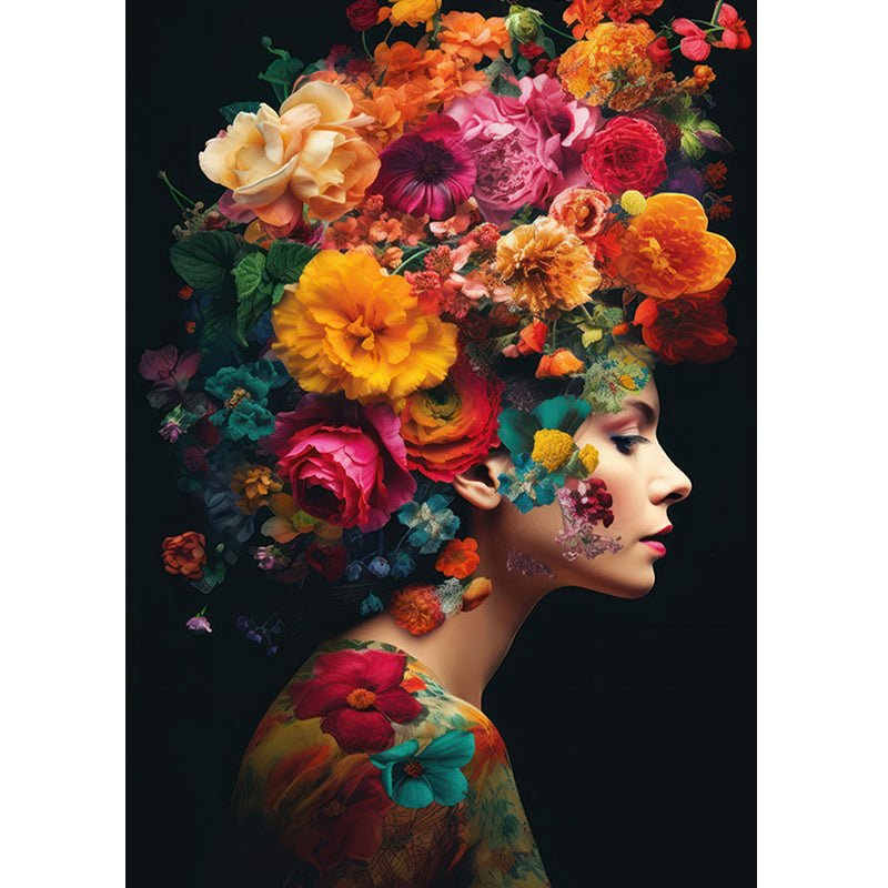 Vrouw met heldere kleuren glasschilderij ontwerp