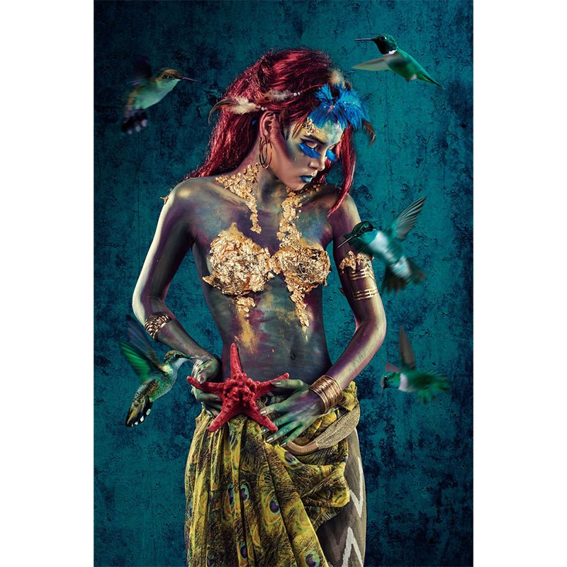 Zeester vrouw glasschilderij ontwerp