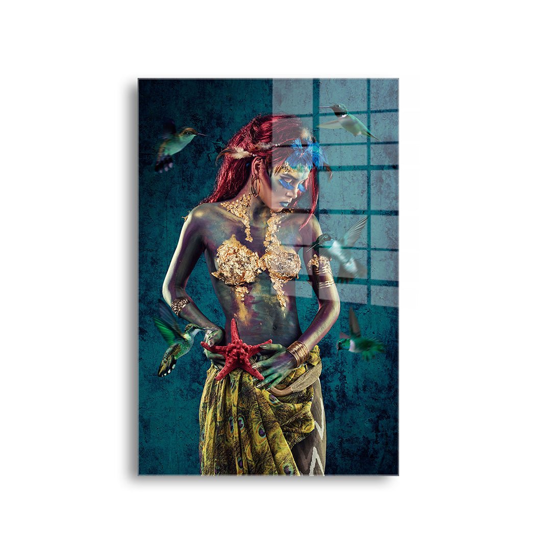 Zeester vrouw glasschilderij voorkant