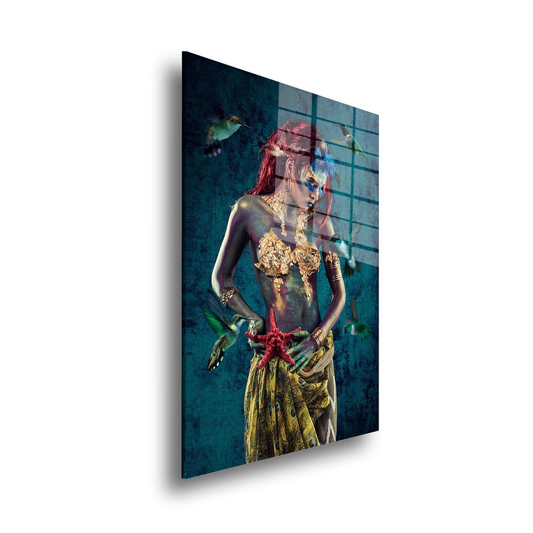 Zeester vrouw glasschilderij zijkant