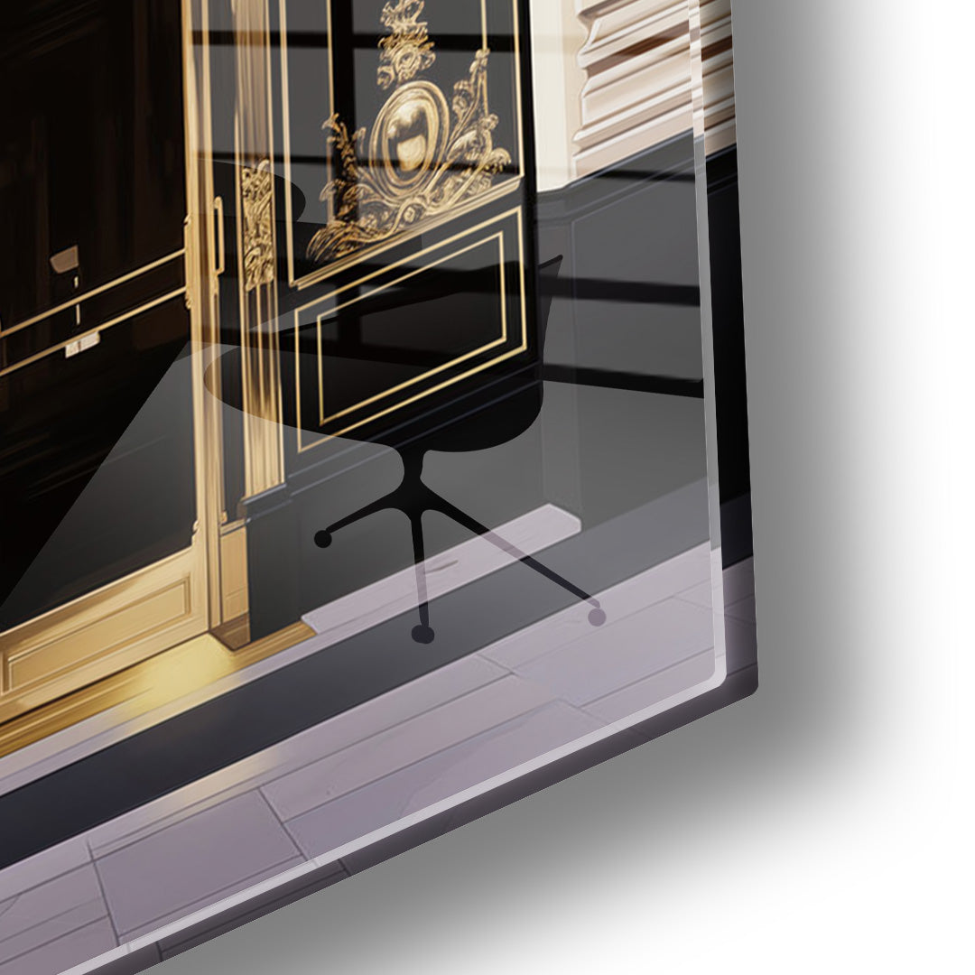 Chanel Entrance glass painting without frame, closeup