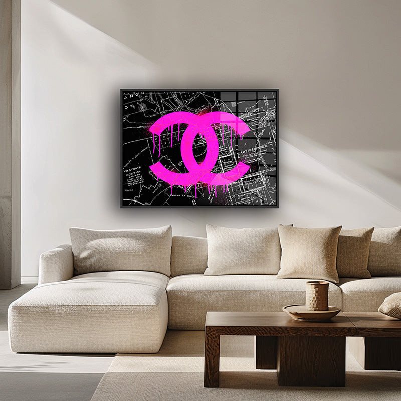 Chanel Retro painting in a black frame inside