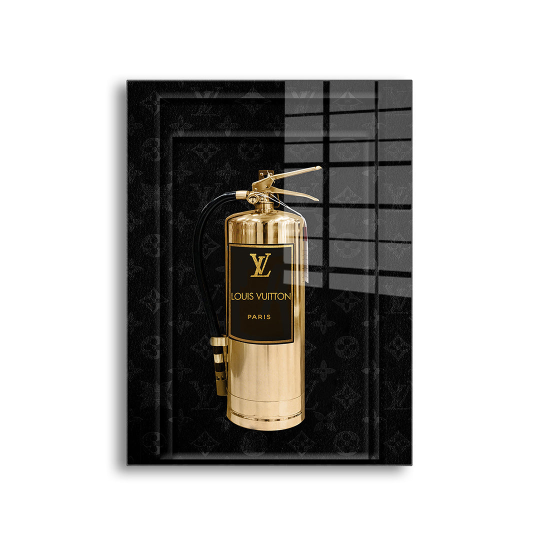 Louis Vuitton fire extinguisher glass painting without frame, front view