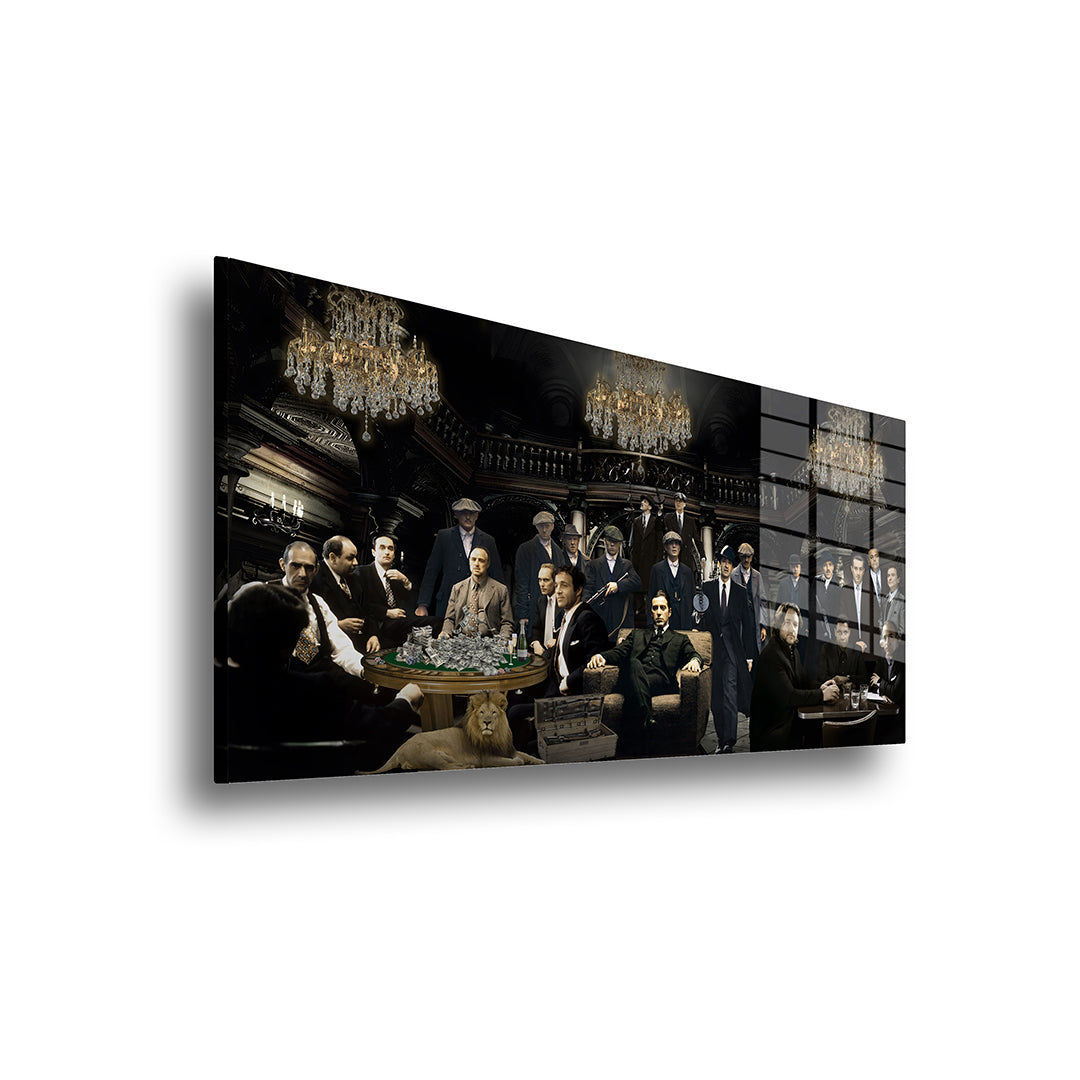 Mafia house glass painting without frame, side view