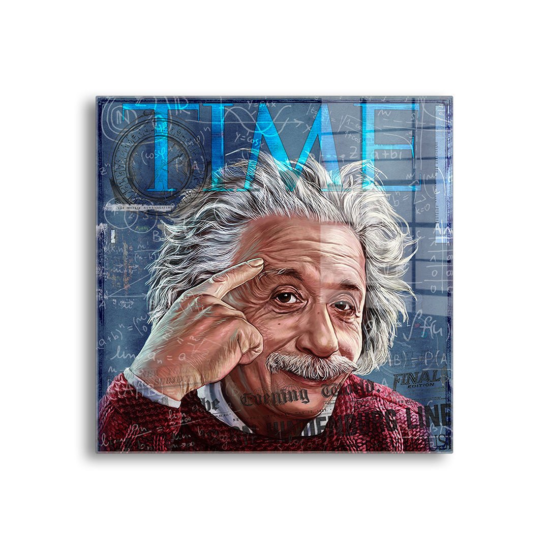 albert einstein glasschilderij voorkant