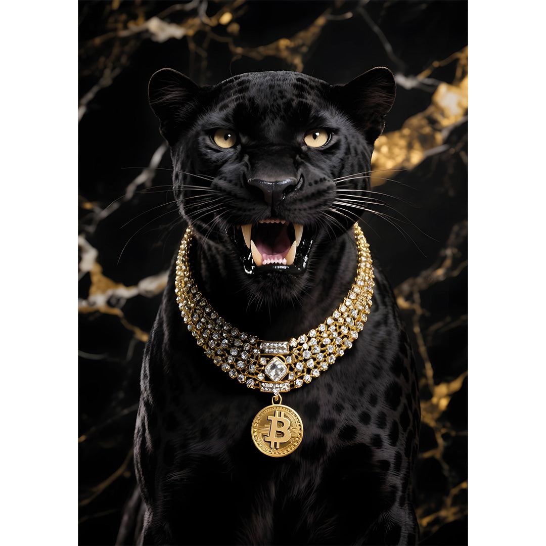 bitcoin luipaard glasschilderij ontwerp