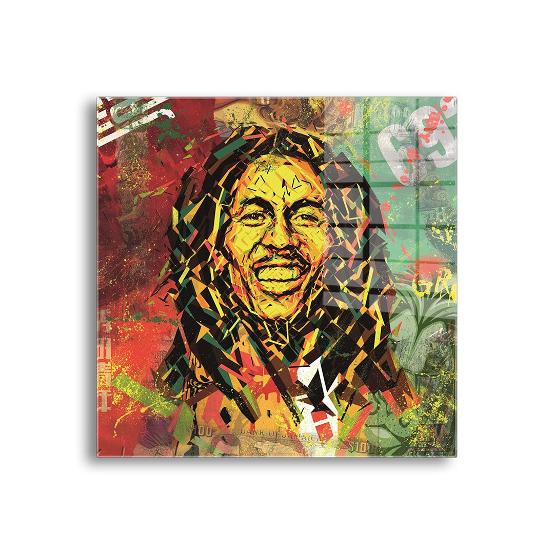 bob marley glasschilderij voorkant