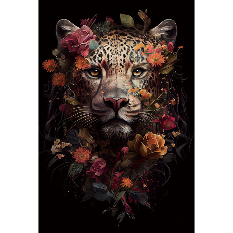 Elegant leopard glass painting without frame, design