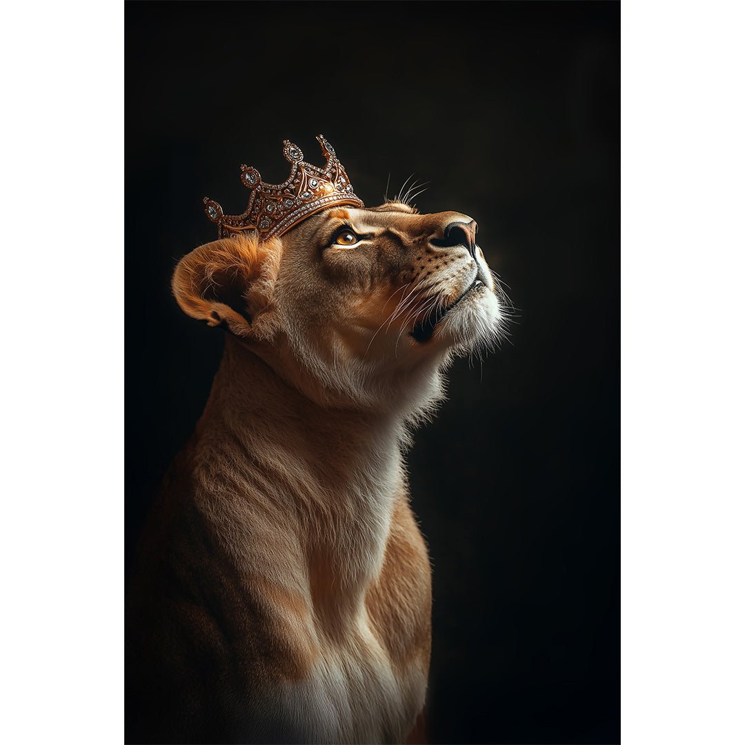 Leeuw met  gouden kroon glasschilderij ontwerp