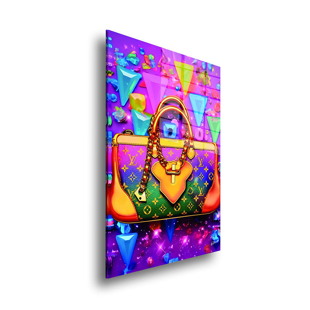 Louis Vuitton bag glass painting without frame side view