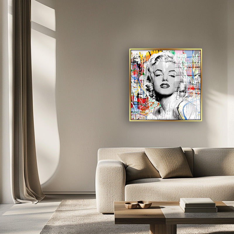 Marilyn painting in a gold frame inside