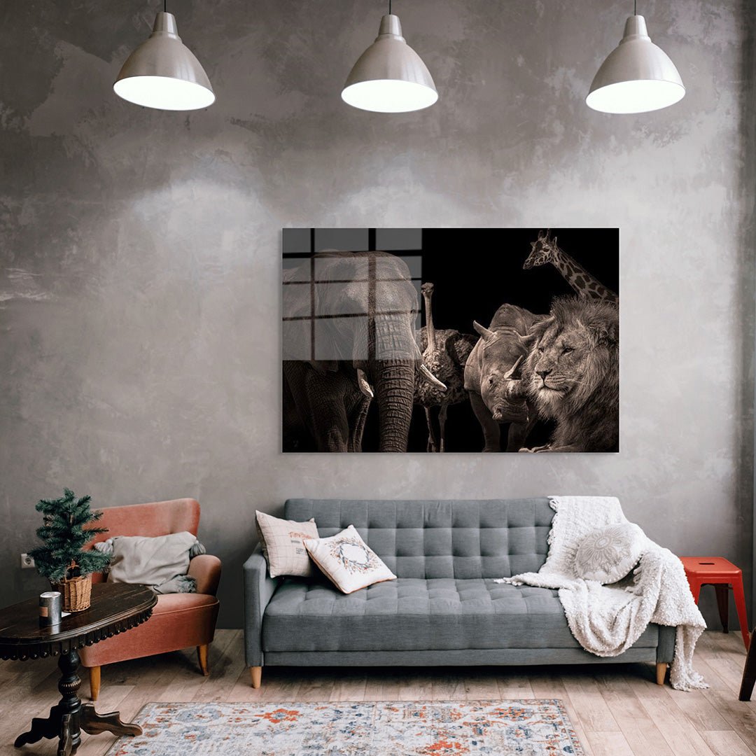 Wild life glasschilderij interieur